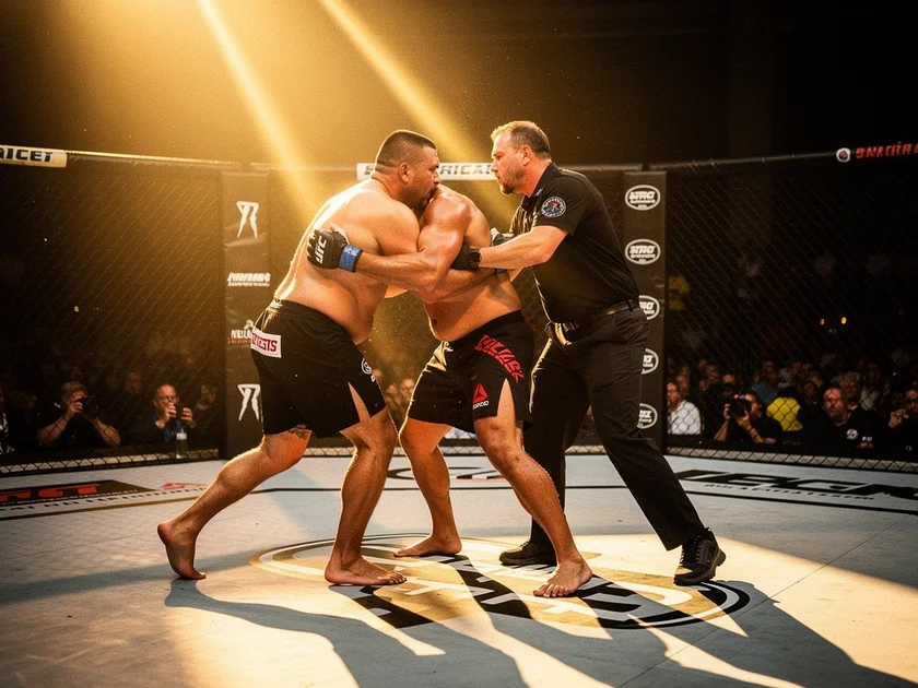 Alex Pereira and Ciryl Gane face off ahead of their interim UFC heavyweight title fight at UFC Freed