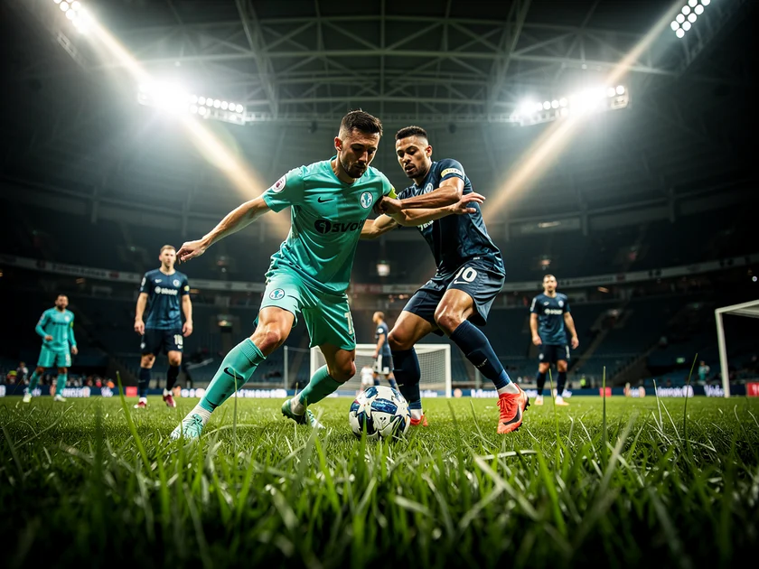 Alexander Isak in Newcastle United kit preparing to shoot during a Premier League match at St James