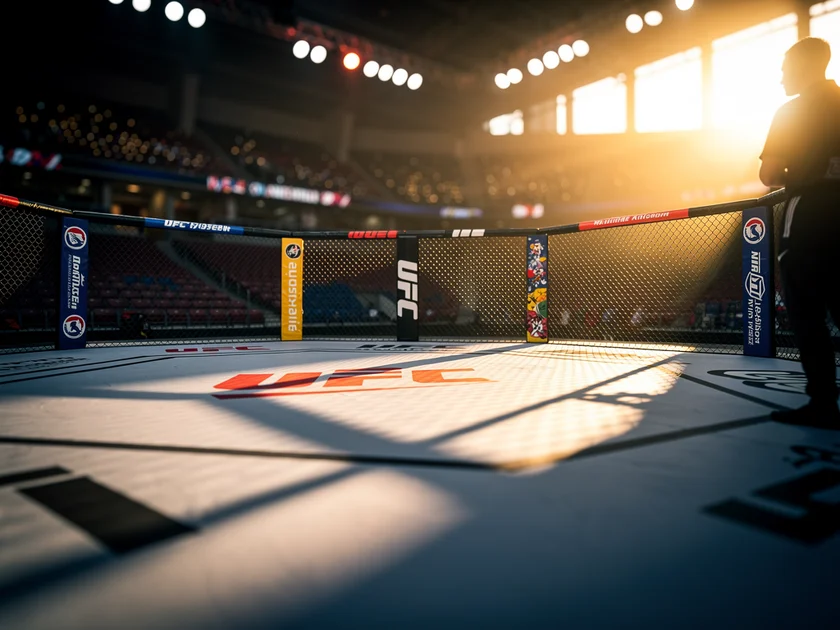 Charles Oliveira celebrating UFC lightweight submission finish inside the octagon in 2026