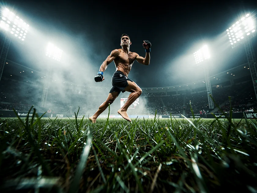 Conor McGregor facing the camera with UFC 326 promotional backdrop in Las Vegas 2026