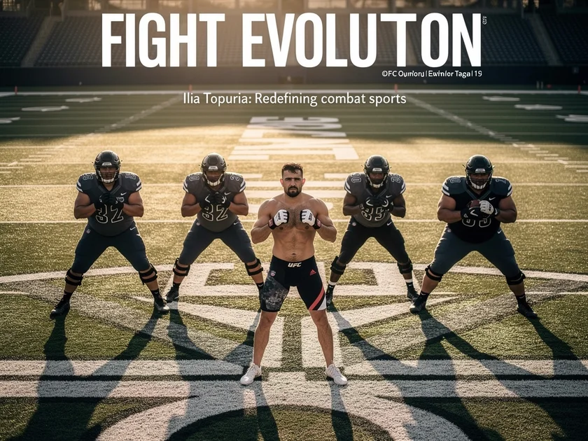 Ilia Topuria holding the UFC featherweight championship belt after his title defense in 2026