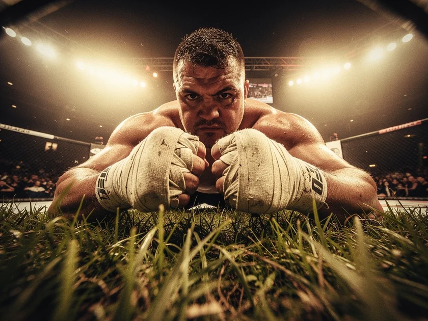 Jon Jones UFC heavyweight champion holding title belt at press conference ahead of 2026 return