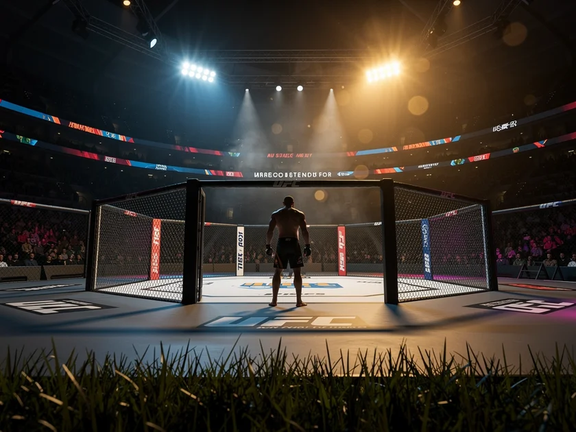 Jon Jones UFC heavyweight champion standing in the octagon during a 2026 title fight