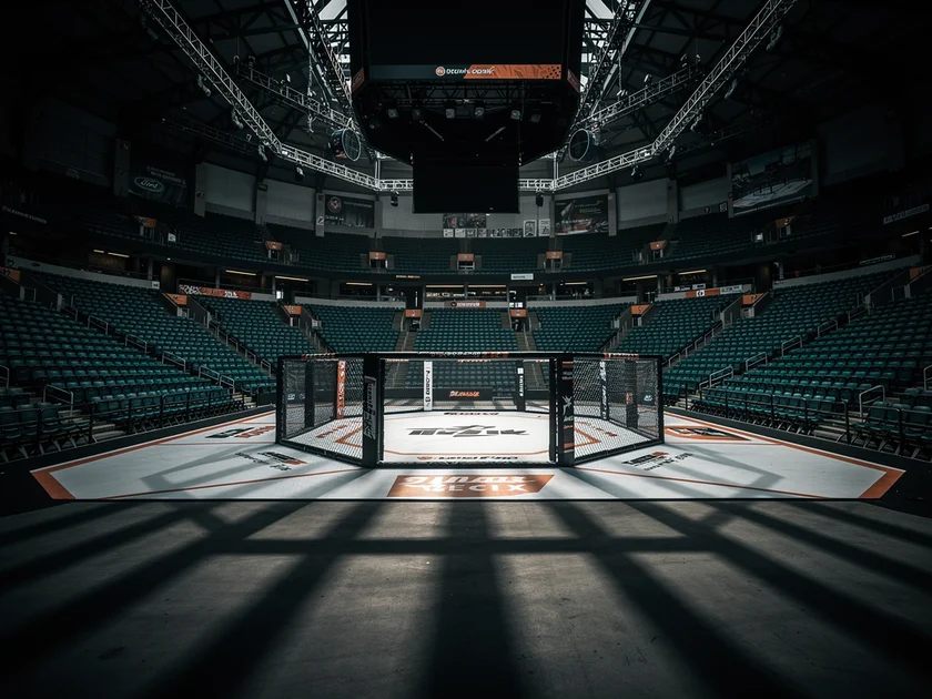 Tom Aspinall holding the UFC interim heavyweight championship belt after his title victory