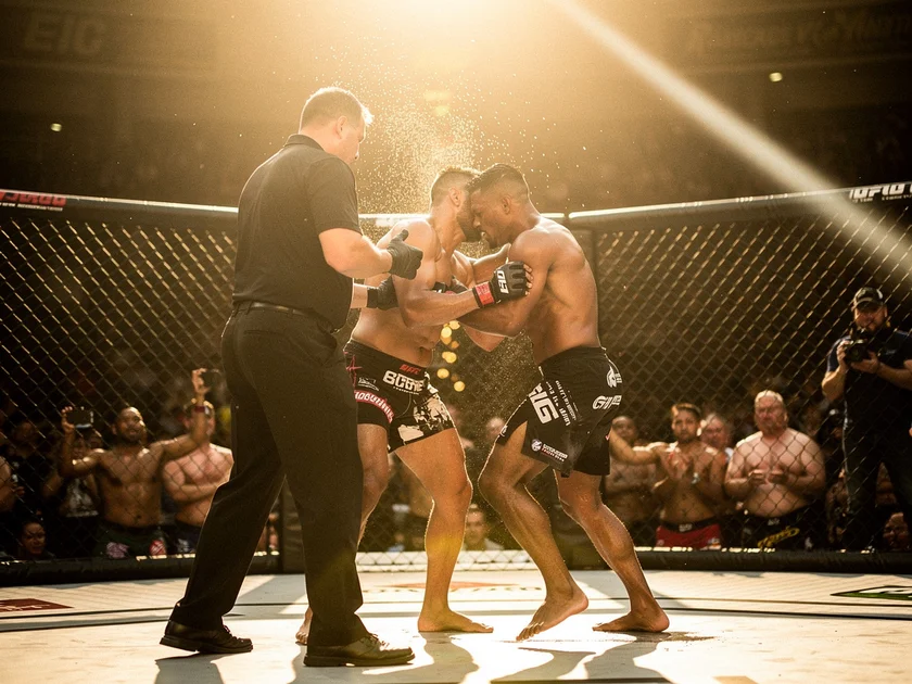 UFC fighter stepping on scale at weigh-in under UFC drug testing USADA compliance protocols in 2026