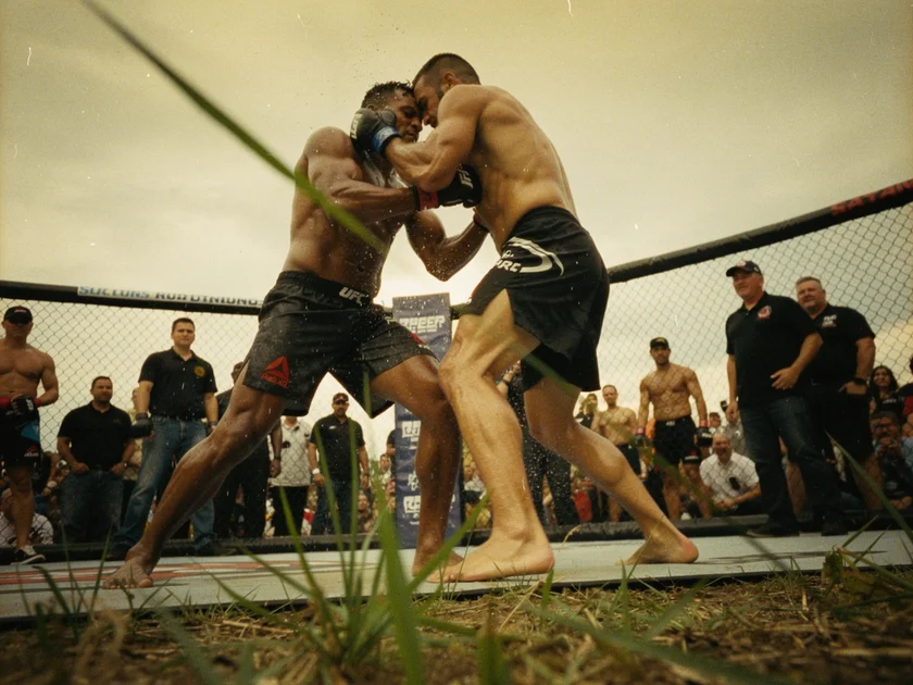 UFC Welterweight Division title belt and top contenders facing off in the octagon in 2026
