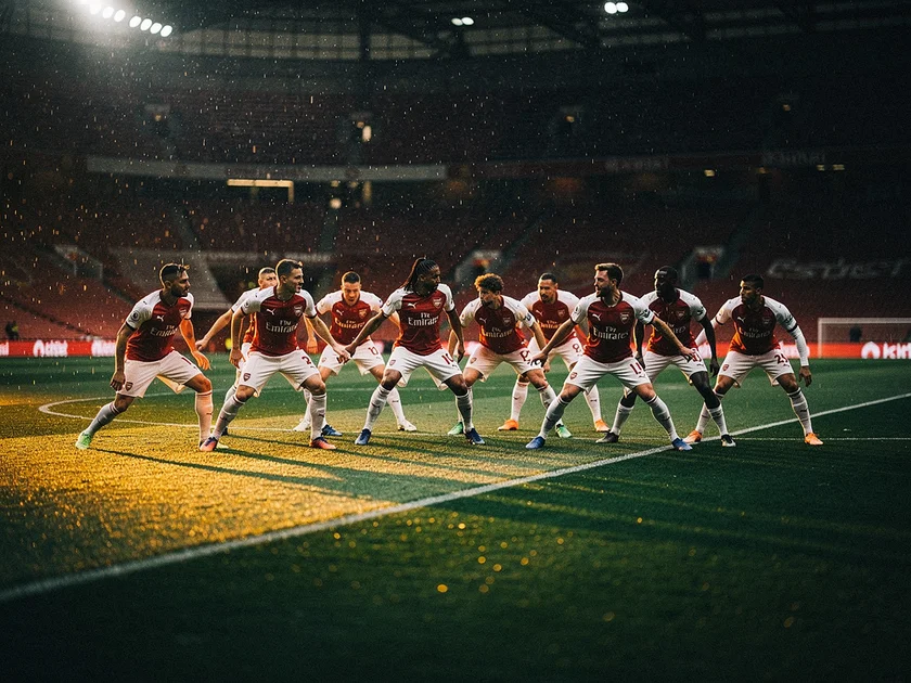 William Saliba in Arsenal kit defending during a Premier League match at the Emirates Stadium