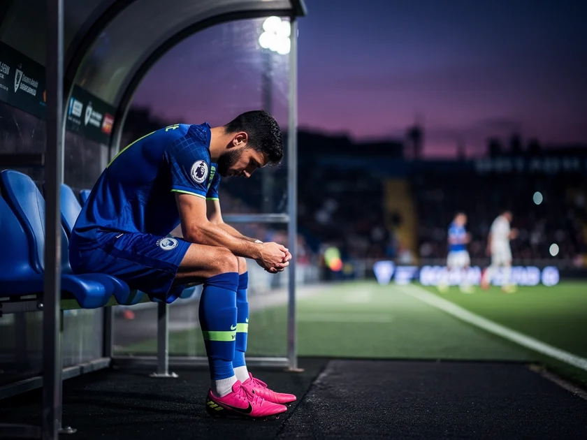 Mohamed Salah on the Liverpool bench before the Champions League quarterfinal against PSG at Parc des Princes
