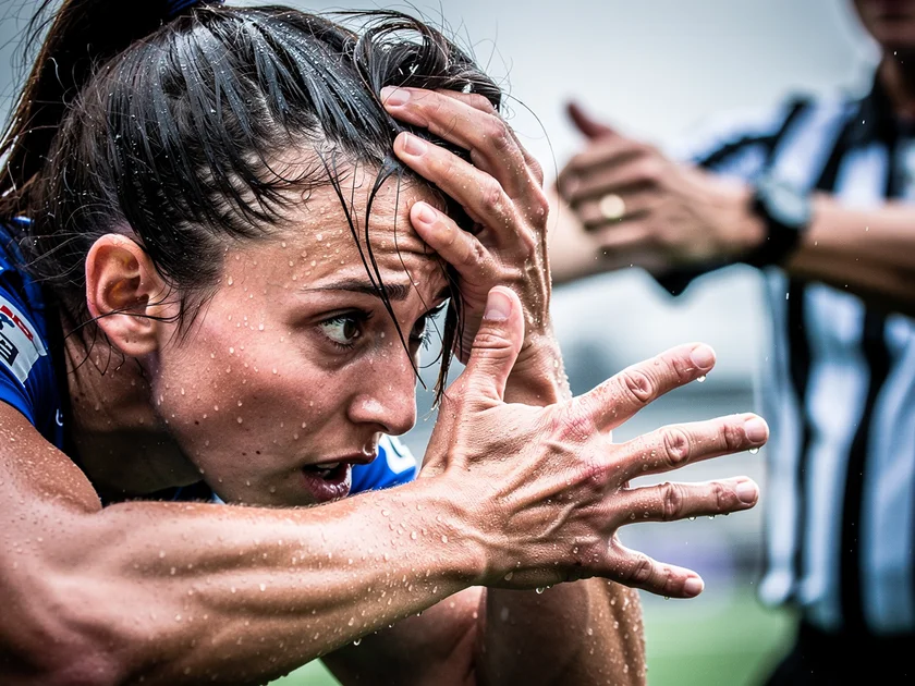 Referee reviewing Premier League VAR decisions on pitchside monitor during Arsenal vs Chelsea match